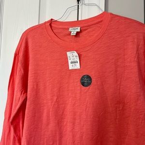 New With Tags J. Crew Long Sleeve Top Tunic Length Light Coral WM Size S